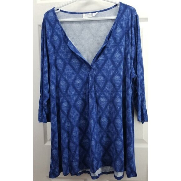 Sigred Olsen Tops - Sigred Olsen Blue Geometric Patterned Tunic Top Size 1X